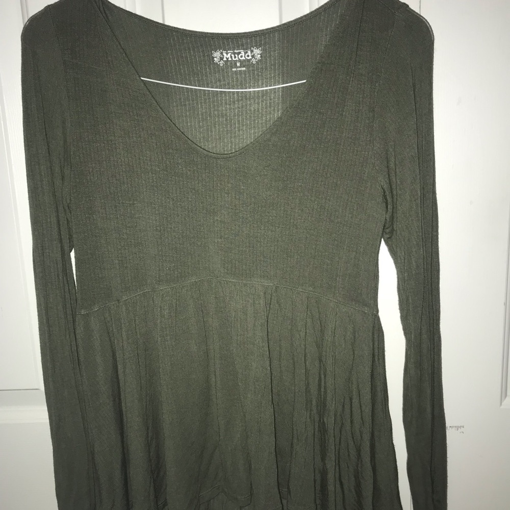 Long sleeve green/grey blouse